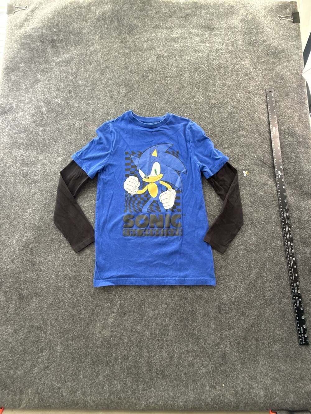 George Sonic the Hedgehog Blue Layered Long Sleeve Graphic T-Shirt Size 11-12Y
